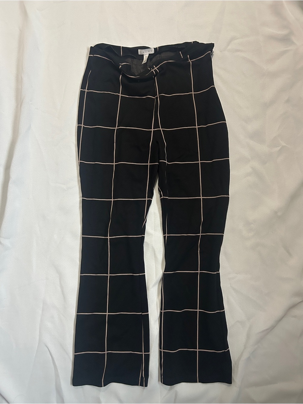 Leith Black Flare Pants with Cream Grid